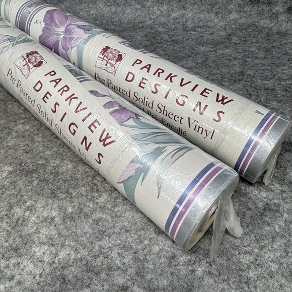 2 Rolls Pre Pasted Solid Sheet Vinyl Wallcovering‎ 57 sqft Floral Cottagecore - Picture 1 of 9